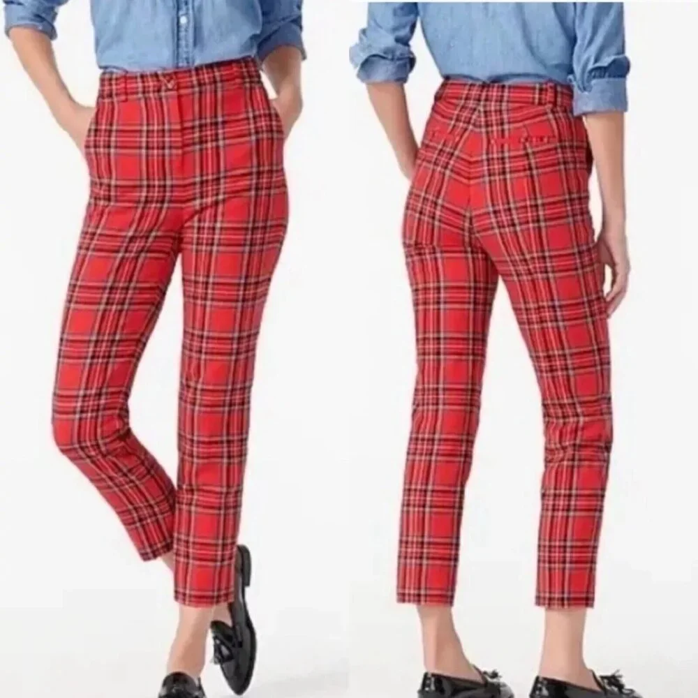 J. CREW High Rise Cameron Stewart Tartan Christmas Slim Wool Blend Pants, Size 2 - Picture 9 of 9
